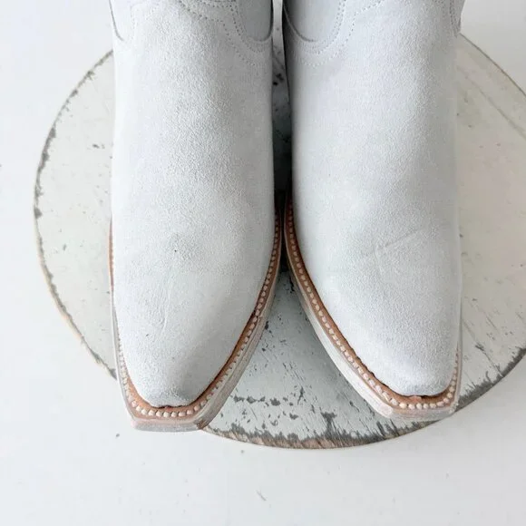 Lane Boots EMMA JANE White Suede Cowboy Western Cowgirl Mid Calf Snip Toe 8.5 - Picture 8 of 13